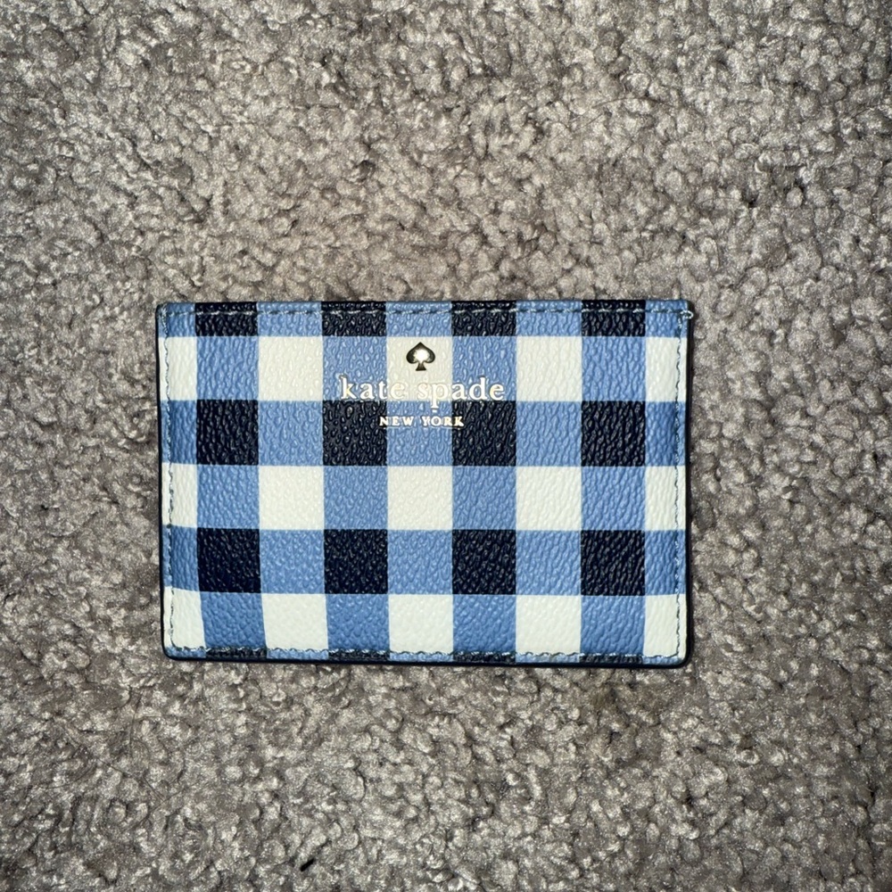 Kate Spade Blue Checkered Card Holder